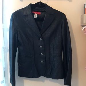 Anne Klein Dark Blue Leather Blazer Style Jacket NWT